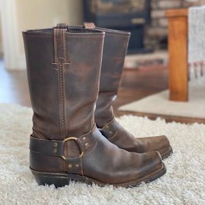 FRYE Harness Square Toe Boots